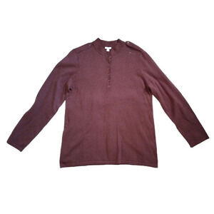 J Jill Silk Blend Top Size L Purple Button Long Sleeve Shirt NWT